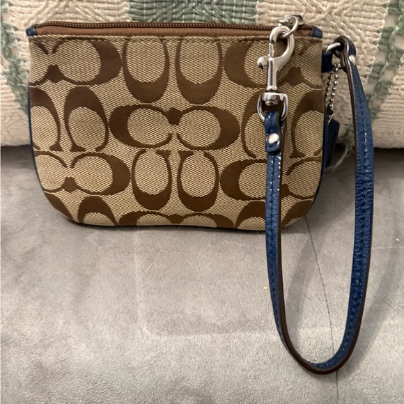 Coach Signature Brown and Tan Wristlet - Picture 2 of 3